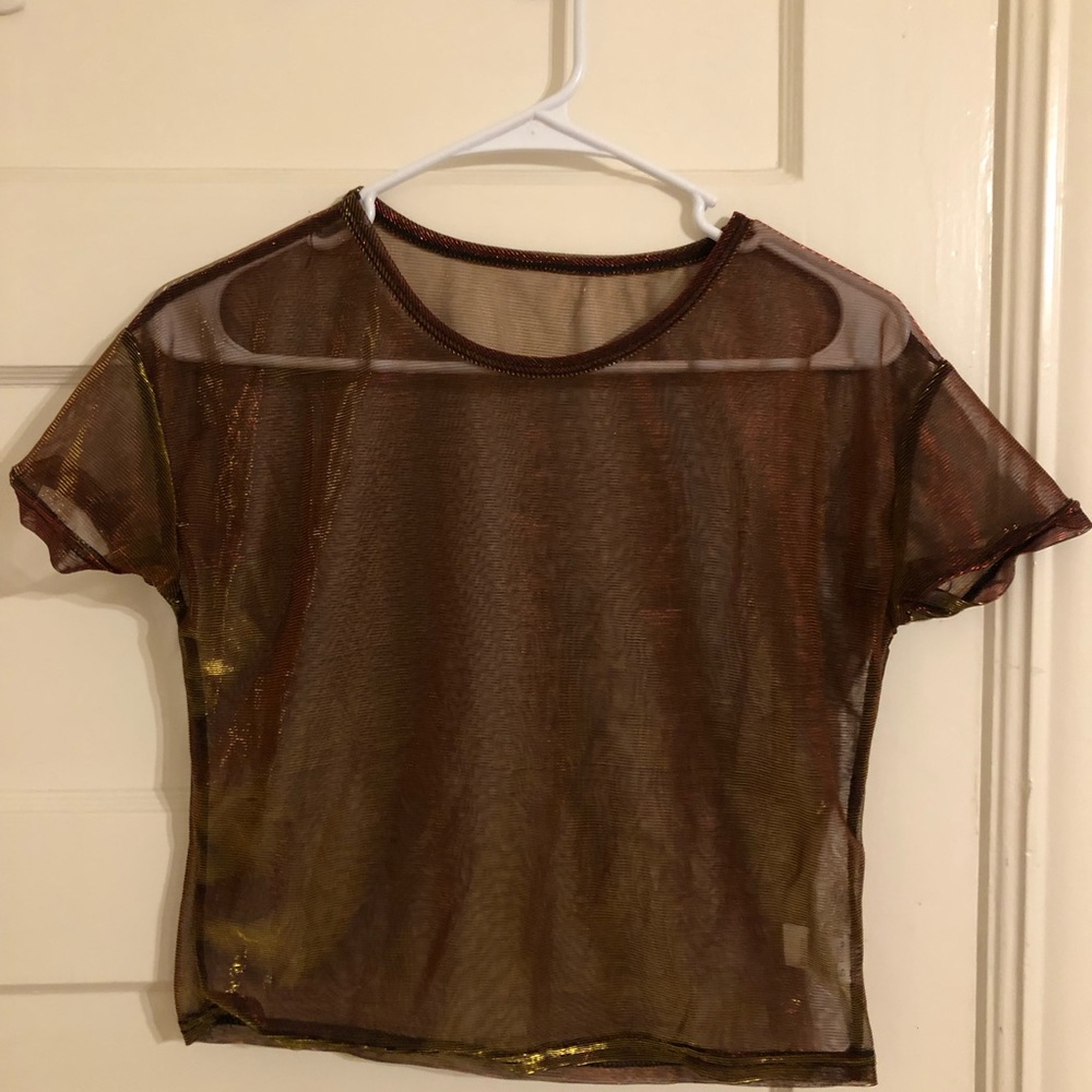 See-through sparkly crop top